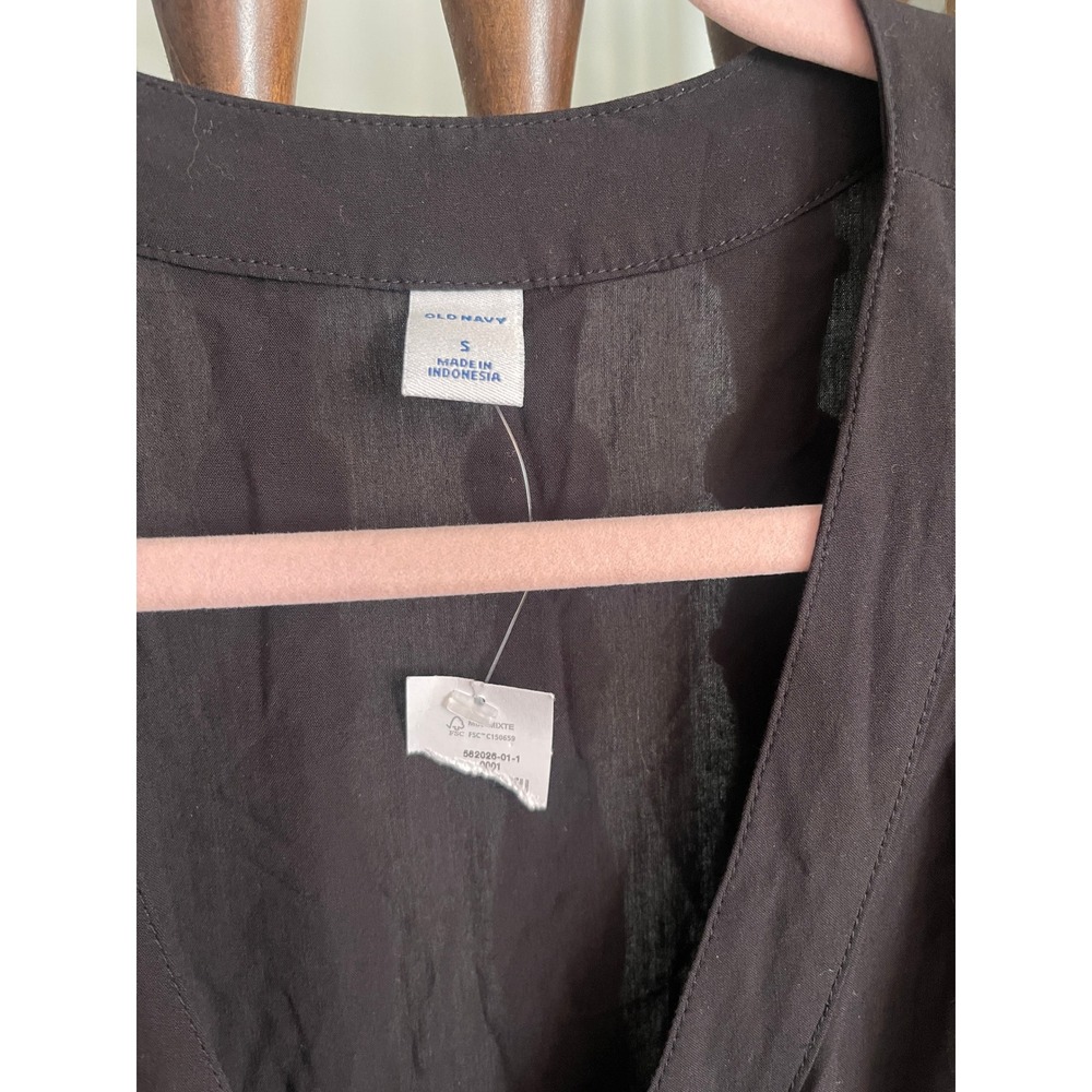 NWT Old Navy Womens Black Rayon Short Sleeve Wrap Mini Dress Size Small - Picture 2 of 7
